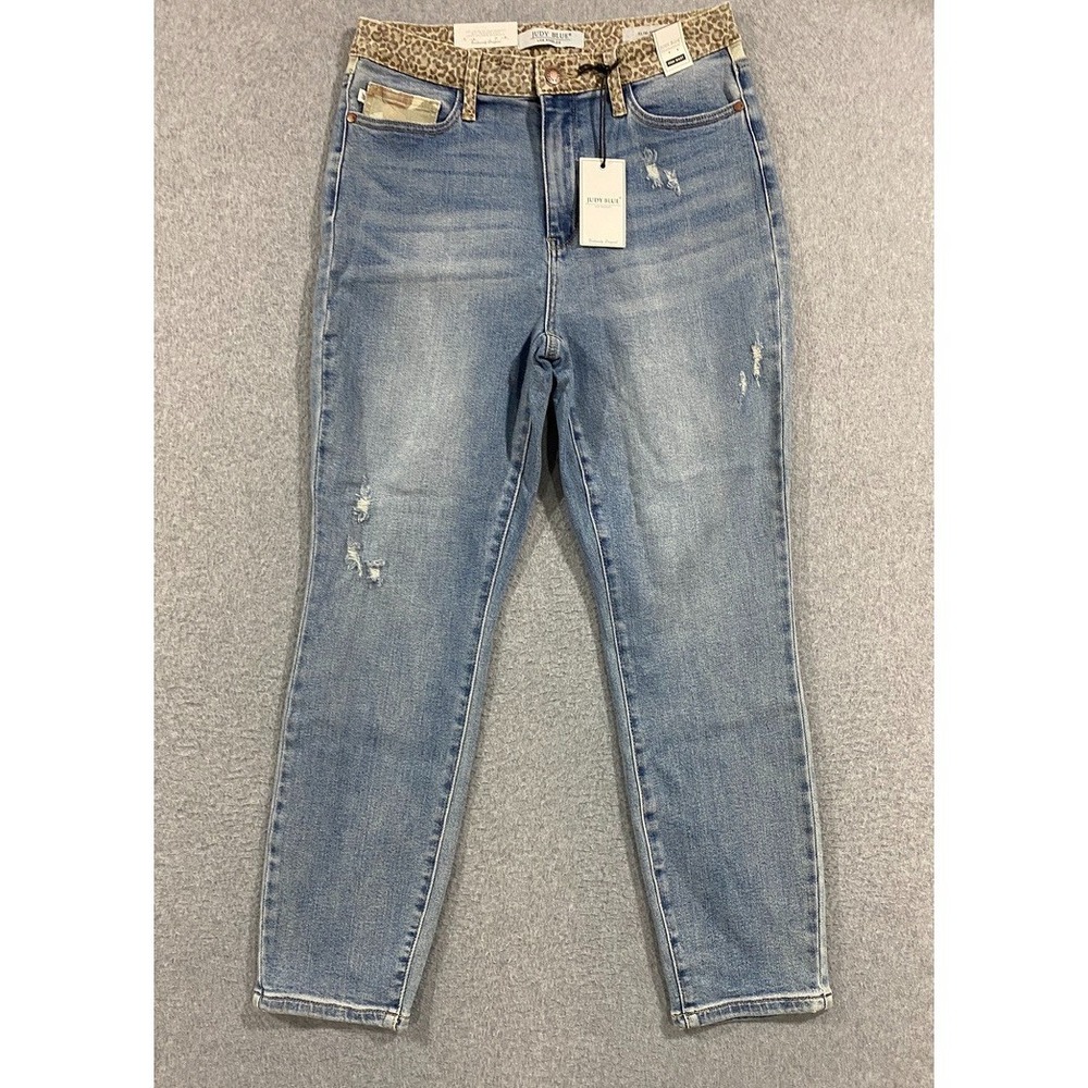 Judy Blue Slim Fit Jeans Women's Size 9/29 Blue Cheetah Camo High Rise Med Wash